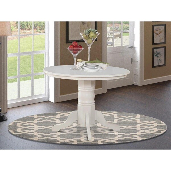 Latestluxury SH-TB-WHI Shelton Round Kitchen Table 42'' Diameter With Pedestal In Linen White Finish LA1626975 - main